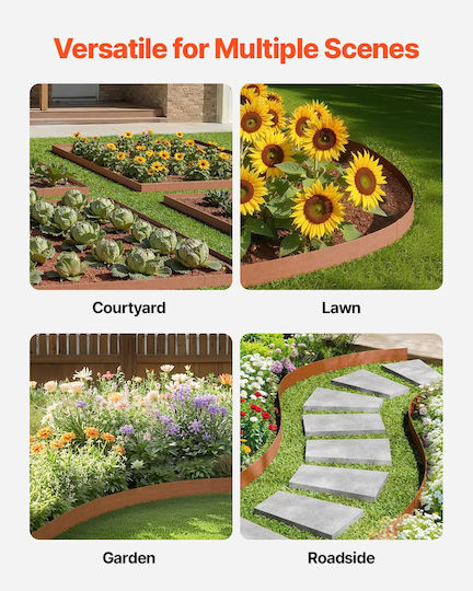 Vevor Metal Garden Border with Spears in Gray Color 1.01m x 11.43cm