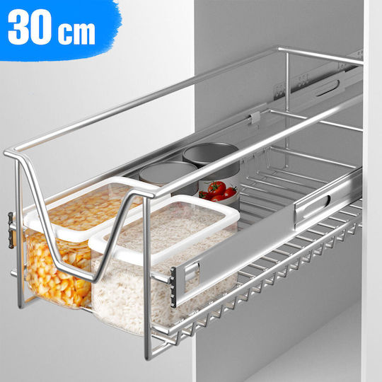 Bakaji Telescopic Kitchen Drawer 30cm Basket Sliding Space-Saving Shelf Steel 02832644