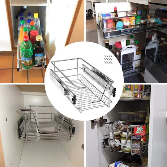 Bakaji Telescopic Kitchen Drawer 30cm Basket Sliding Space-Saving Shelf Steel 02832644