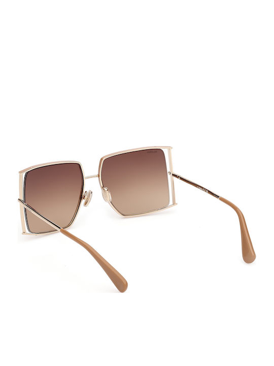 Max Mara Women's Sunglasses with Gold Metal Frame and Brown Gradient Lens MM 0120 47F