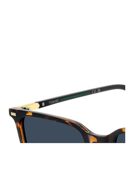 Polaroid Men's Sunglasses with Brown Tartaruga Frame and Blue Lens PLD4183/S/X 086/C3