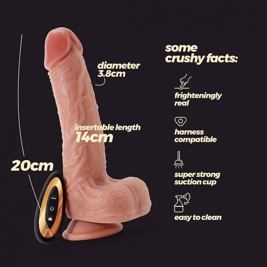 Crushious Realistic Vibrator with Remote Control 20cm Flesh