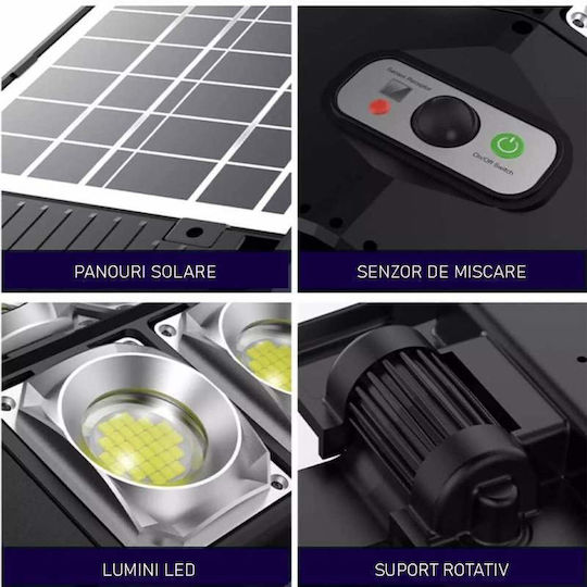 Montat pe perete Lampă Solară 60W cu Senzor de Mișcare și Telecomandă IP65 8cmx30cmcm