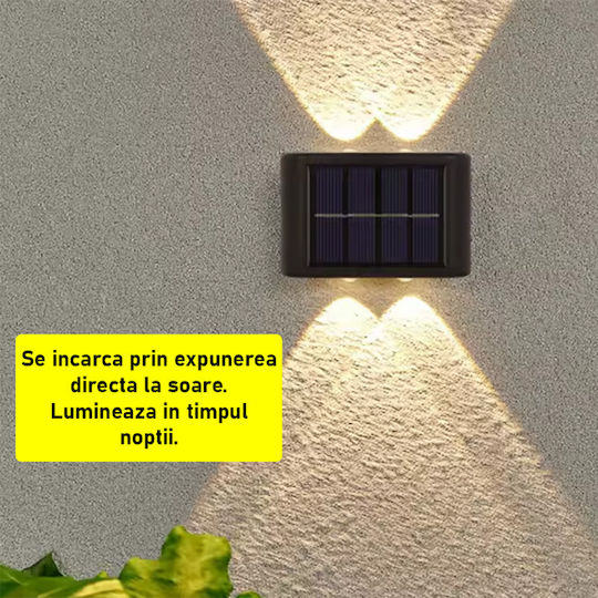 Set 2 Lămpi Solare de Perete cu Senzor de Mișcare și Fotocelulă IP65 9bucx5.5buccm