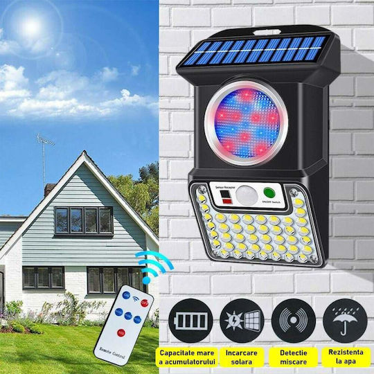 Wall Mounted Solar Light Red with Motion Sensor and Remote Control IP65