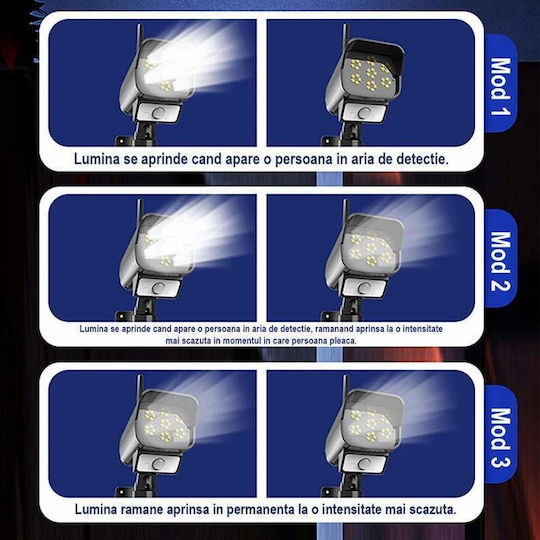 Montat pe perete Lampă Solară cu Senzor de Mișcare și Telecomandă 12cmx6.5cmx6cmcm