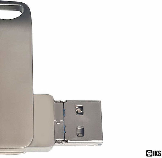 Siks 4 în 1 Stick de Memorie Metalic 512 Gb Usb 3.0 Type-c Usb C Lightning 360⁰ Rotativ Rezistent la Apă Compatibil cu Telefoane Dispozitive Type C Lightning Usb C Porturi Otg Compatibilitate Viteză Mare Argintiu