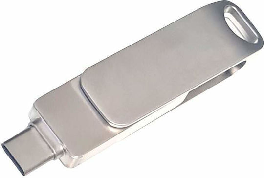 Siks 4 în 1 Stick de Memorie Metalic 512 Gb Usb 3.0 Type-c Usb C Lightning 360⁰ Rotativ Rezistent la Apă Compatibil cu Telefoane Dispozitive Type C Lightning Usb C Porturi Otg Compatibilitate Viteză Mare Argintiu