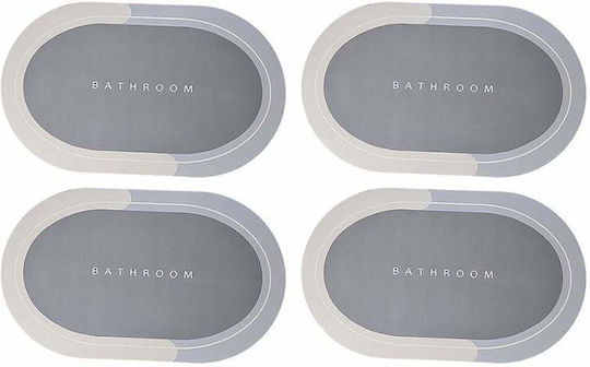 Antiderapant Set Covorașe de Baie Oval Light Blue/grey 4buc