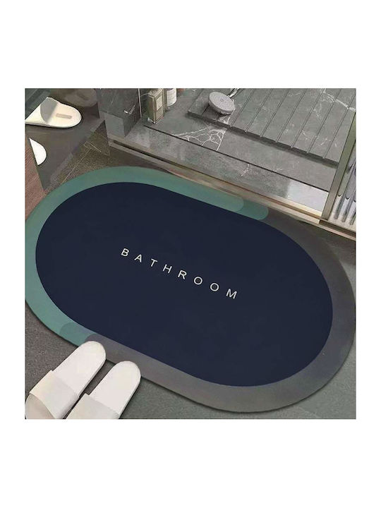 Non-Slip Bath Mat Oval Navy Blue 90x60cm
