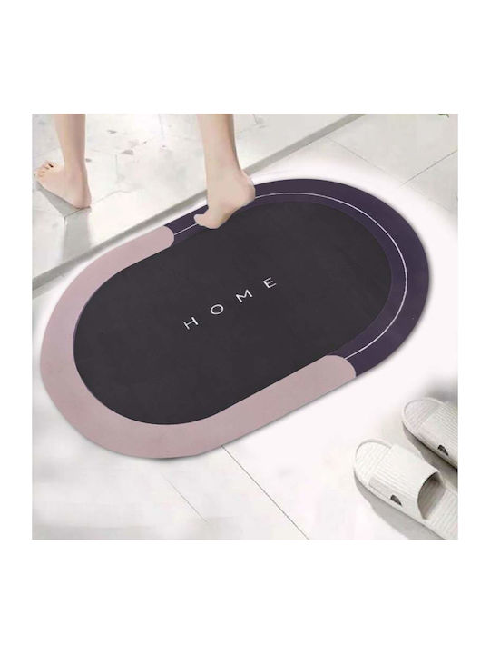 Αντιολισθητικό Πατάκι Μπάνιου Οβάλ Pink-black 57x38εκ.