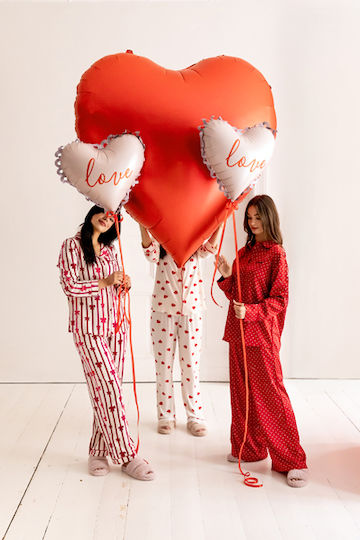 Salmon Foil Balloon Heart Love Ruffle 50x47cm
