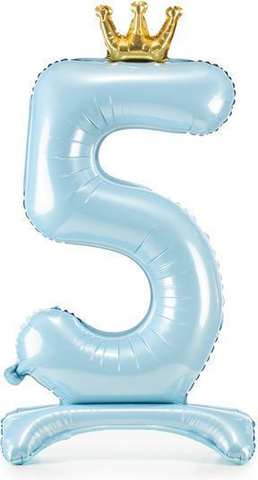 Folienballon Basis Nummer Fünf Hellblau Krone 84cm