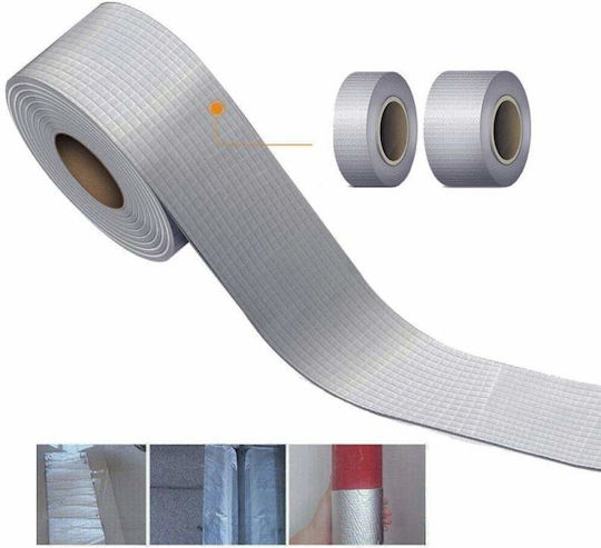 Bandă de etanșare impermeabilă din cauciuc bituminos Butyl Siks pentru acoperișuri, etanșare fisuri metalice, coșuri de fum, rezistență la apă, acoperire din aluminiu, aderență îmbunătățită, lățime 10cm X lungime 5m, argintiu