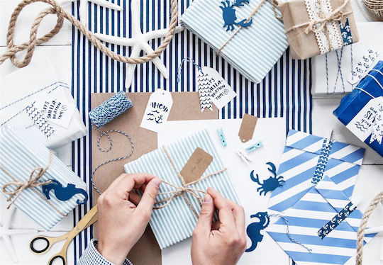PartyDeco Treats Paper Bag for Gift Blue 6pcs