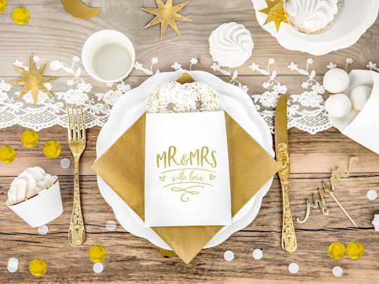 Χάρτινα Σακουλάκια Κερασμάτων Λευκά Mr & Mrs Love 6 Τεμάχια