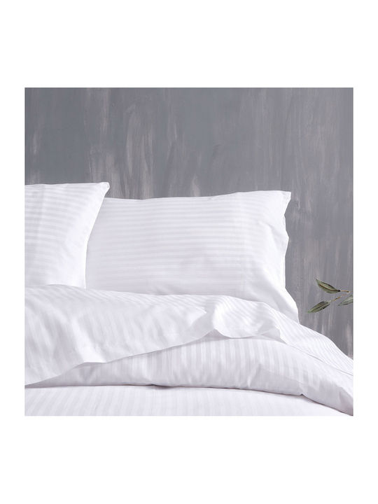 Rythmos Cearșaf Single 170x270cm. Satin Stripes Alb