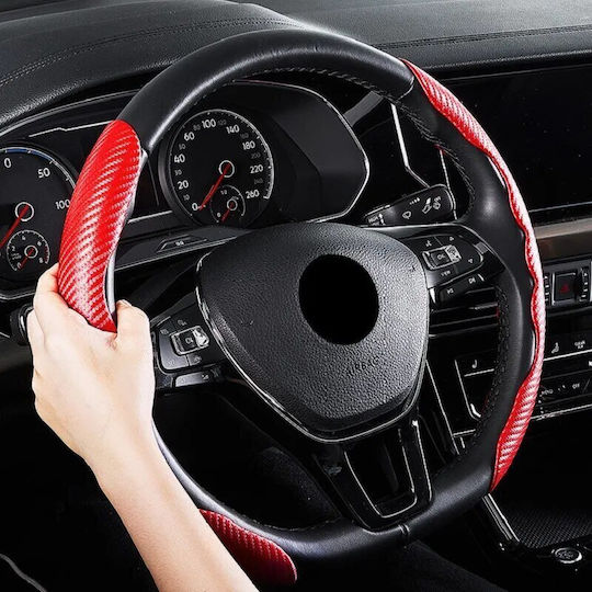 Husă Volan Auto cu Diametru 35cm Sintetic Roșu