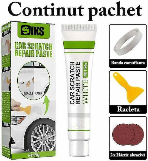 Kit de Reparare Zgârieturi Auto Siks Pastă de Lustruire cu Uscare Rapidă din Fibra de Sticlă Restaurare Exterior Auto Potrivit pentru Orice Tip de Mașină 20 ml Alb