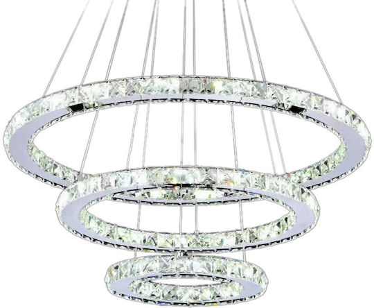 Lightex Κρεμαστό Φωτιστικό Καφέ LED με Ρυθμιζόμενο Λευκό Φως με Κρύσταλλα 400εκ.