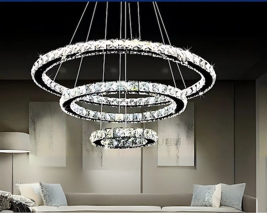 Lightex Κρεμαστό Φωτιστικό Καφέ LED με Ρυθμιζόμενο Λευκό Φως με Κρύσταλλα 400εκ.