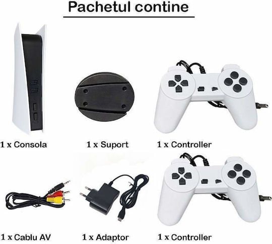 Retro Video Game Console Gs5 Siks 2 Wired Controllers Super 8 Bit Game White Black