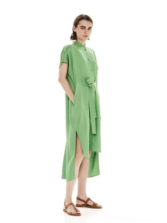 Summer Midi Shirt Dress Green