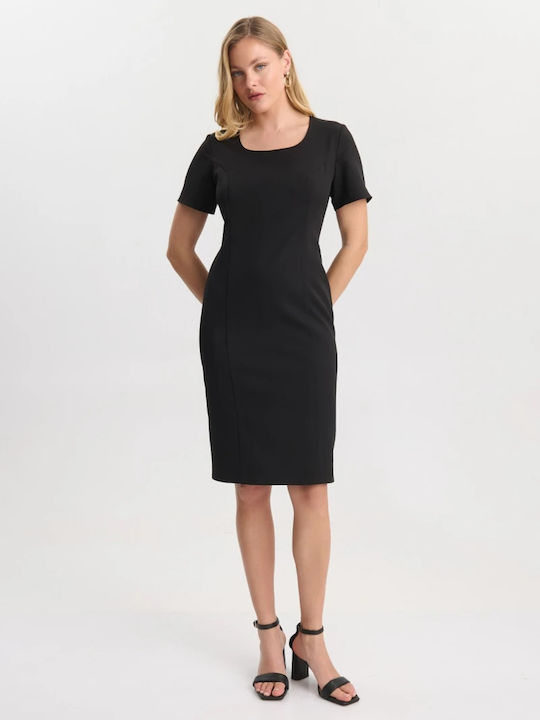 Sommer Midi Damenkleid Schwarz