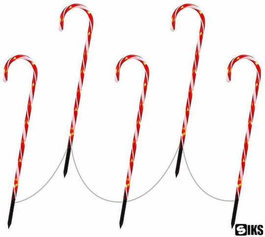 Illuminated Christmas Plastic Candy Figure White Height 40cm 5 Pieces