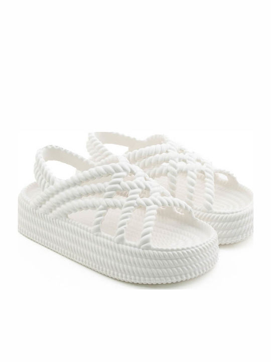 Λευκά Flatforms Λάστιχο Ανάγλυφο Σχέδιο Σχοινιού