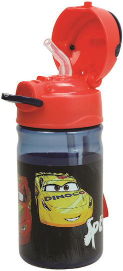 Gim Cars Kids Water Bottle Plastic with Straw Red 350ml