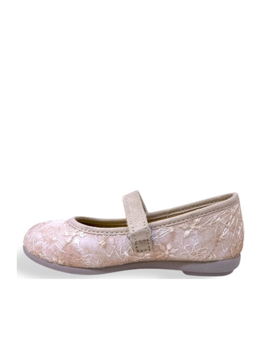 Kids Anatomic Leather Ballerinas with Hoop & Loop Closure Beige