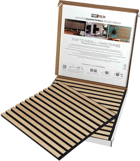 3D Wooden Decorative Sound-Absorbing Wall Panel – Square – Fibrotech – “ash” – 52cm X 52cm – 2 Pieces 2344644