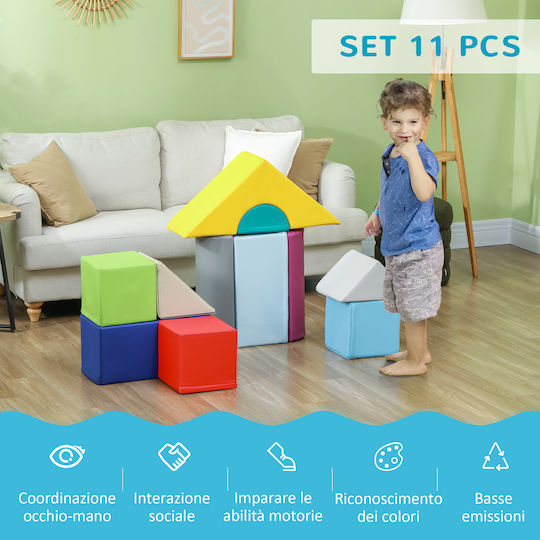HomCom Set aus weichen Konstruktionen aus Stoff 25x25cm. für 3+ Jahre alt Jahre Mehrfarbig