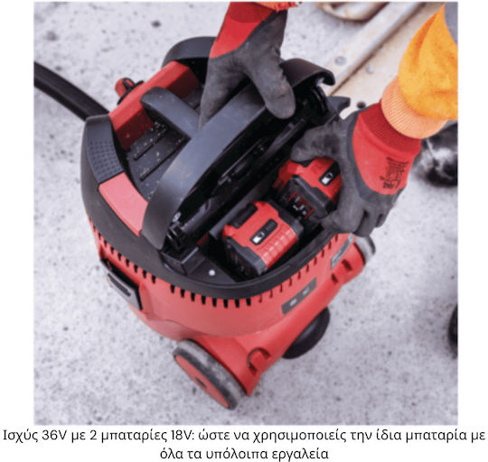 Flex VCE 22 L MC Επαναφορτιζόμενη Σκούπα Υγρών / Στερεών Χωρίς Φορτιστή και Μπαταρία με Πλαστικό Κάδο 22lt