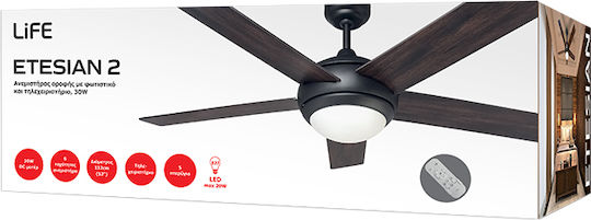 Life Etesian Ventilator De Tavan 56.5cm Cu Lentile De Mărire Maro / Negru