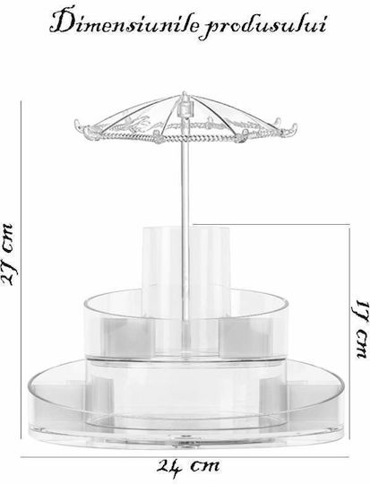 Stand Rotativ De Organizare A Cosmetice Cu Niveluri Transparent 24x17cm