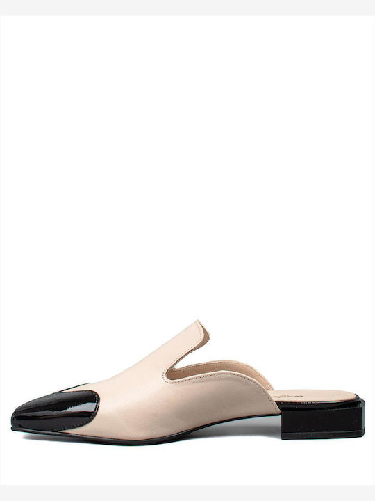 Flat Mules in Beige Color