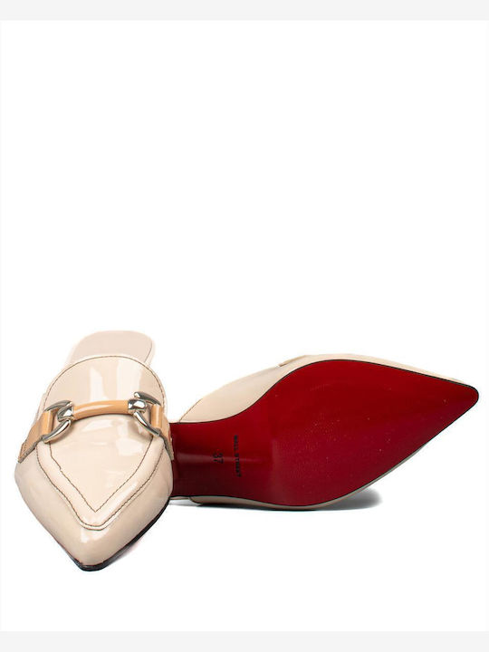 Mules with Heel in Beige Color