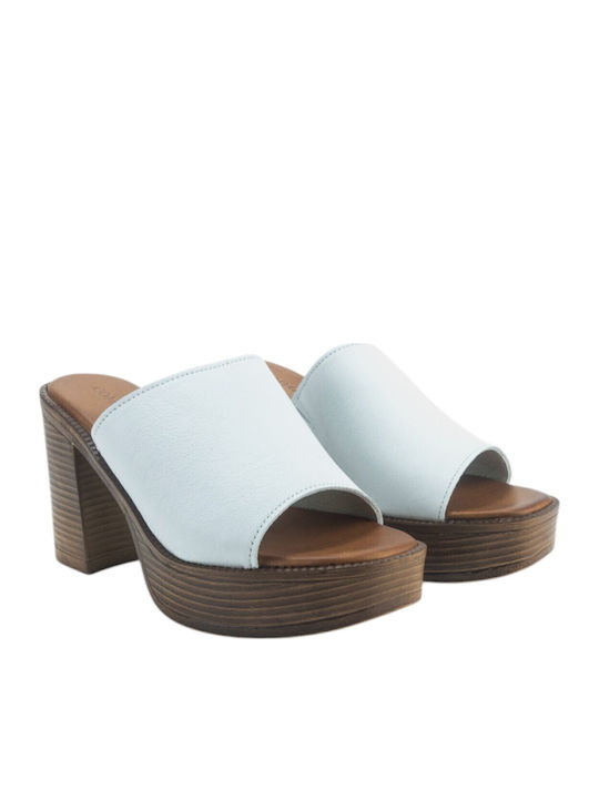 Mules with Heel in White Color