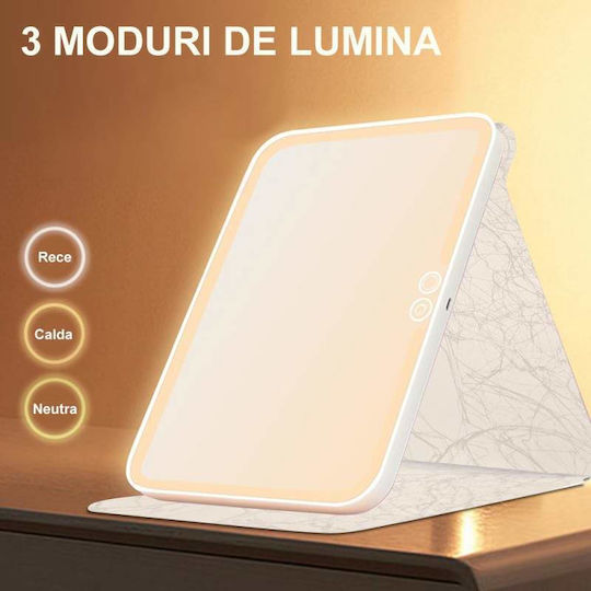 Καθρέπτης Μακιγιάζ Τσάντας με Φως 16.5x16.5cm Λευκός
