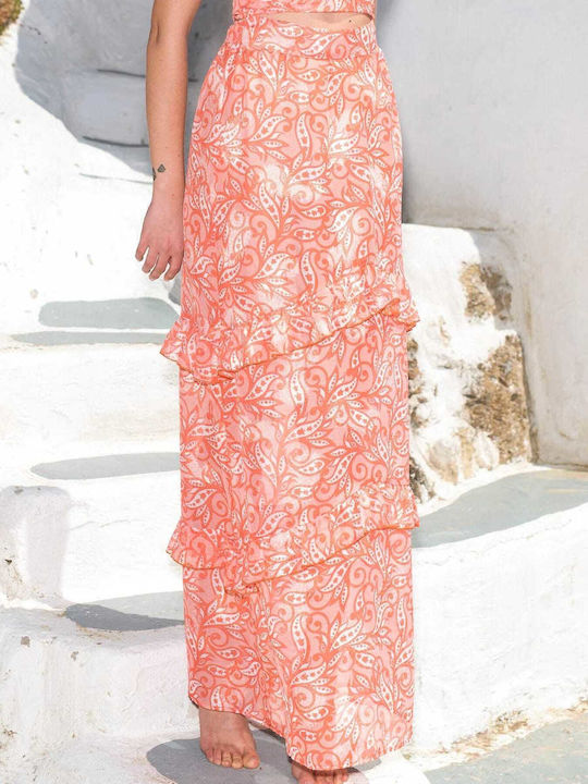 Maxi Skirt Floral Coral