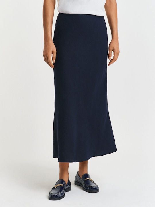 Λινή Midi Φούστα Navy Blue