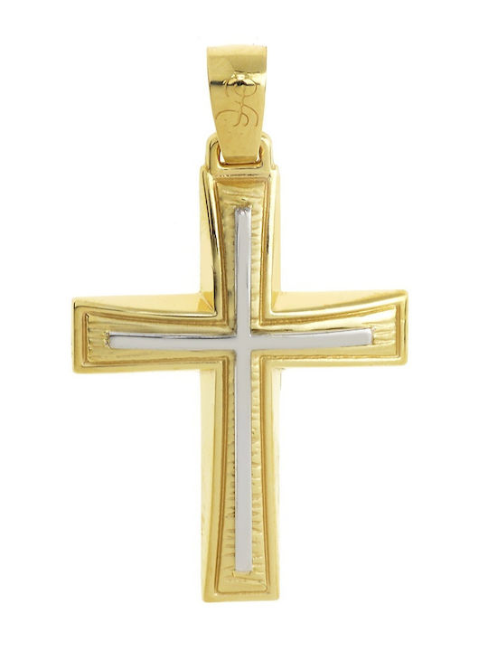 Senzio Belibasakis Men's Gold Cross 14K Double Sided with the Crucified