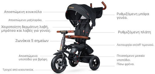 Q Play Rito Deluxe Air Πτυσσόμενο & Μετατρεπόμενο για 10 Μηνών Gel Grey
