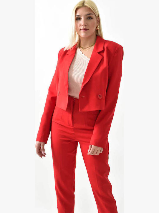Potre Scurt Blazer pentru femei Sacou RED