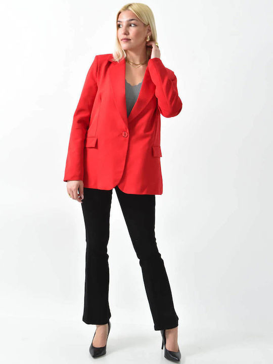 Potre Lung Blazer pentru femei Sacou RED