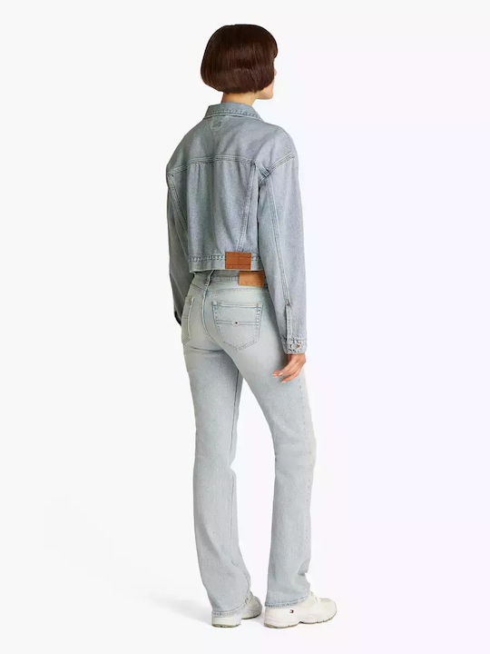 Zuschneiden Damen Jeansjacke Light Blue