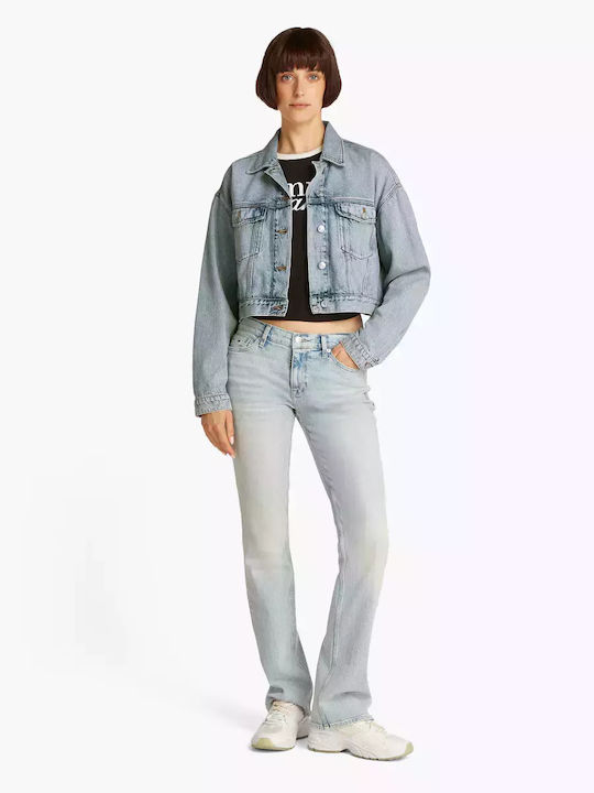 Zuschneiden Damen Jeansjacke Light Blue