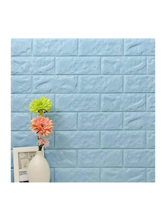 Tapet 3D autoadeziv model cărămidă Siks relief albastru design modern rezistent la apă ușor de curățat dimensiuni 77x7